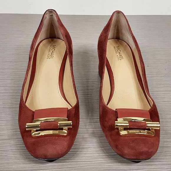 MICHAEL Michael Kors 'Gloria' Square Toe Pump Brick Color Suede Womens Size 5 - Picture 2 of 7